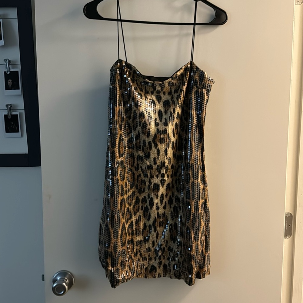 Cheetah print cocktail dress, small
